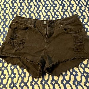 Black faded ripped Jean shorts just like the teens love!